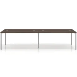 Mesa oficina multipuesto bench doble Kube, fondo 142cm, estructura aluminio