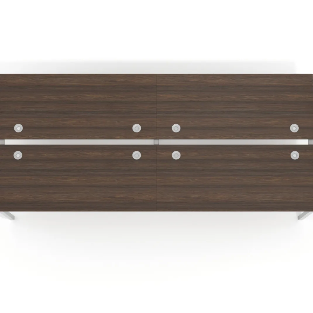 Mesa oficina multipuesto bench doble Kube, fondo 142cm, estructura aluminio