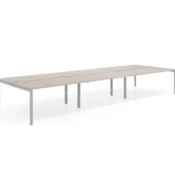 Mesa oficina multipuesto bench Kube triple, fondo 166 cm, estructura aluminio