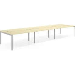 Mesa oficina multipuesto bench triple Kube, fondo 142cm, estructura aluminio