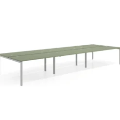 Mesa oficina multipuesto bench Kube triple, fondo 166 cm, estructura aluminio