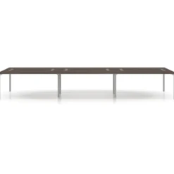 Mesa oficina multipuesto bench triple Kube, fondo 142cm, estructura aluminio