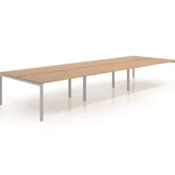 Mesa oficina multipuesto bench Kube triple, fondo 166 cm, estructura aluminio