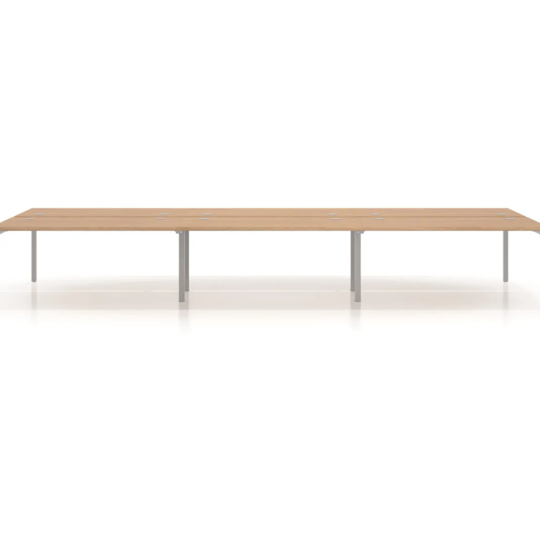 Mesa oficina multipuesto bench Kube triple, fondo 166 cm, estructura aluminio