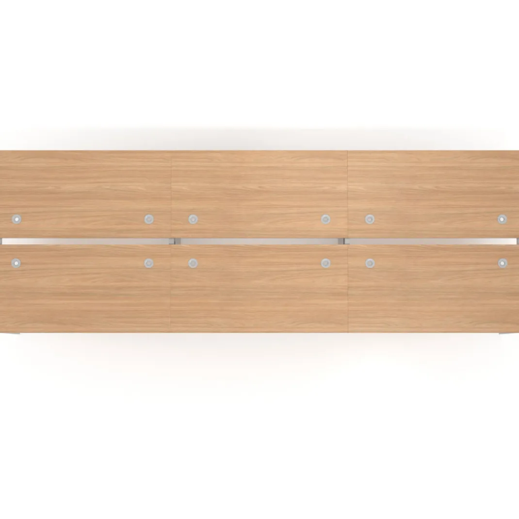 Mesa oficina multipuesto bench Kube triple, fondo 166 cm, estructura aluminio
