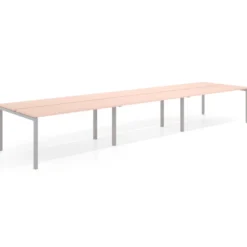 Mesa oficina multipuesto bench triple Kube, fondo 126 cm, estructura aluminio