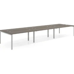 Mesa oficina multipuesto bench triple Kube, fondo 142cm, estructura aluminio