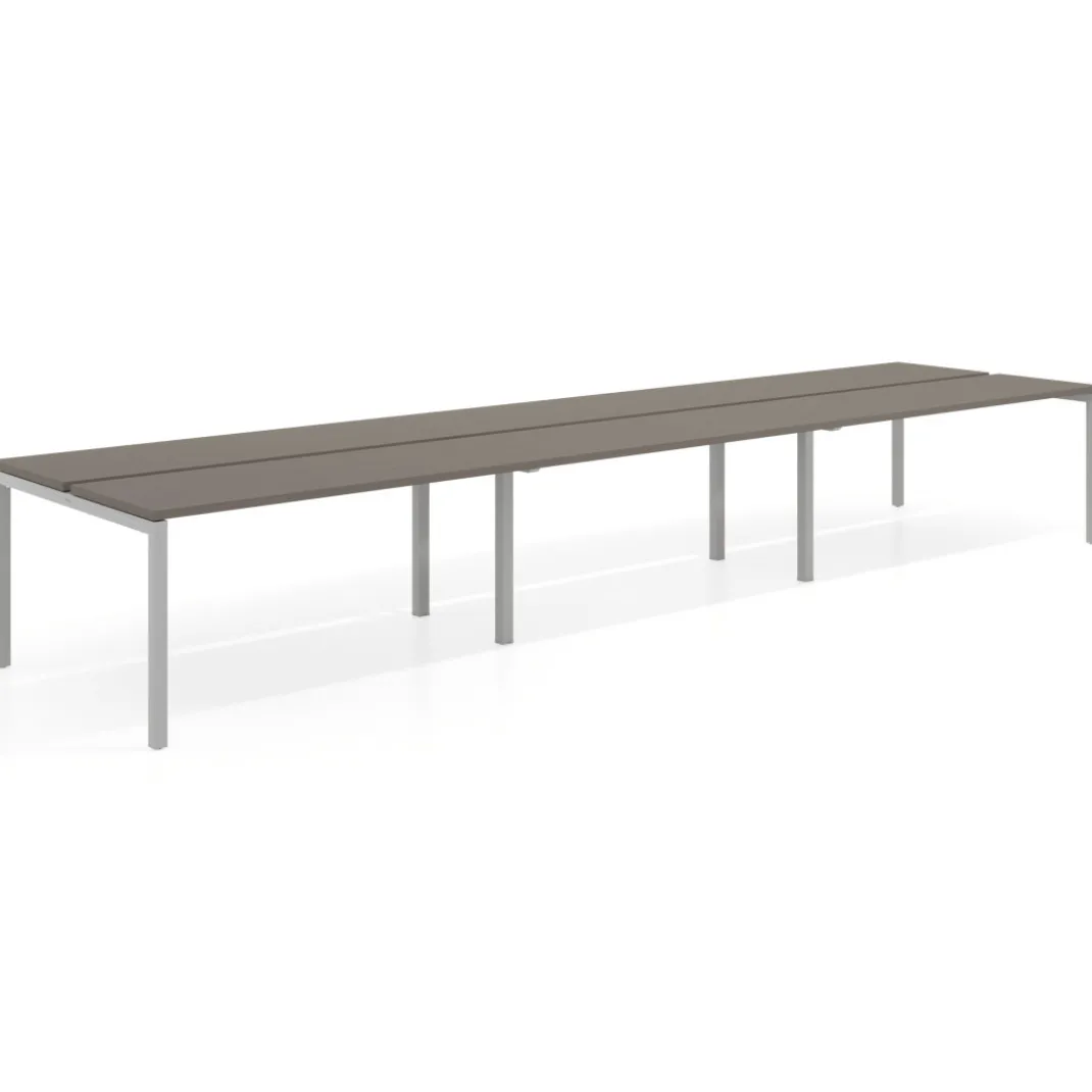Mesa oficina multipuesto bench triple Kube, fondo 126 cm, estructura aluminio