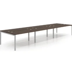 Mesa oficina multipuesto bench triple Kube, fondo 142cm, estructura aluminio