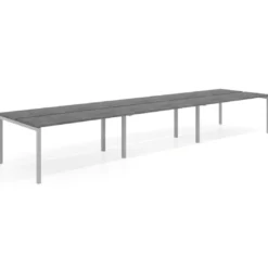 Mesa oficina multipuesto bench triple Kube, fondo 126 cm, estructura aluminio