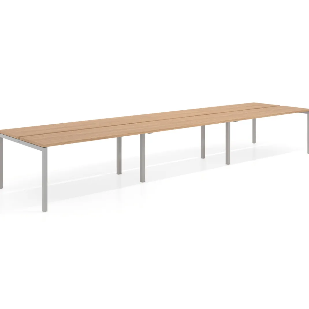 Mesa oficina multipuesto bench triple Kube, fondo 126 cm, estructura aluminio