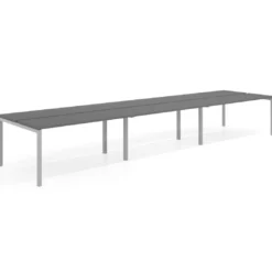 Mesa oficina multipuesto bench triple Kube, fondo 126 cm, estructura aluminio