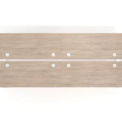 Mesa oficina multipuesto bench Delta doble, fondo 142cm, estructura blanca
