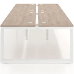 Mesa oficina multipuesto bench Delta doble, fondo 142cm, estructura blanca