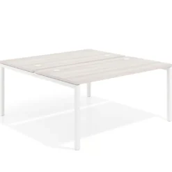 Mesa oficina multipuesto bench Kube fondo 166 cm estructura blanca