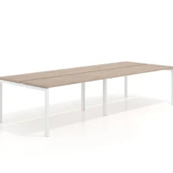 Mesa oficina multipuesto bench doble Kube, fondo 126 cm, estructura blanco