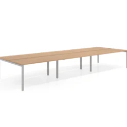 Mesa oficina multipuesto bench Kube triple, fondo 166 cm, estructura aluminio