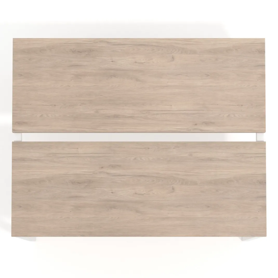 Mesa oficina multipuesto bench Kube fondo 126 cm estructura blanca