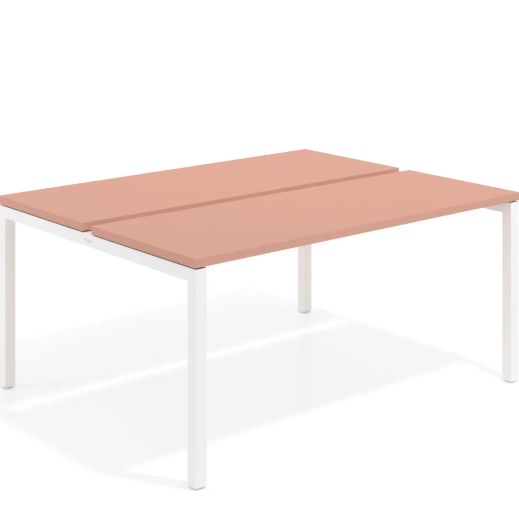 Mesa oficina multipuesto bench Kube fondo 126 cm estructura blanca
