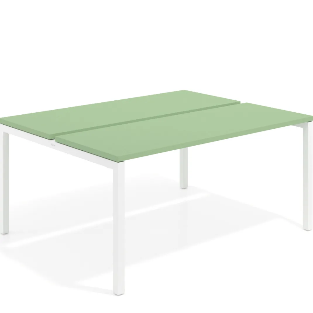 Mesa oficina multipuesto bench Kube fondo 126 cm estructura blanca