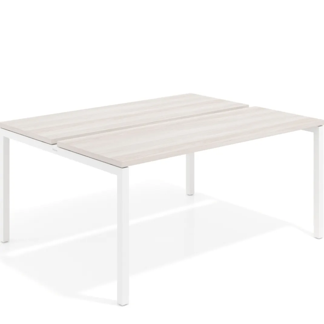 Mesa oficina multipuesto bench Kube fondo 126 cm estructura blanca