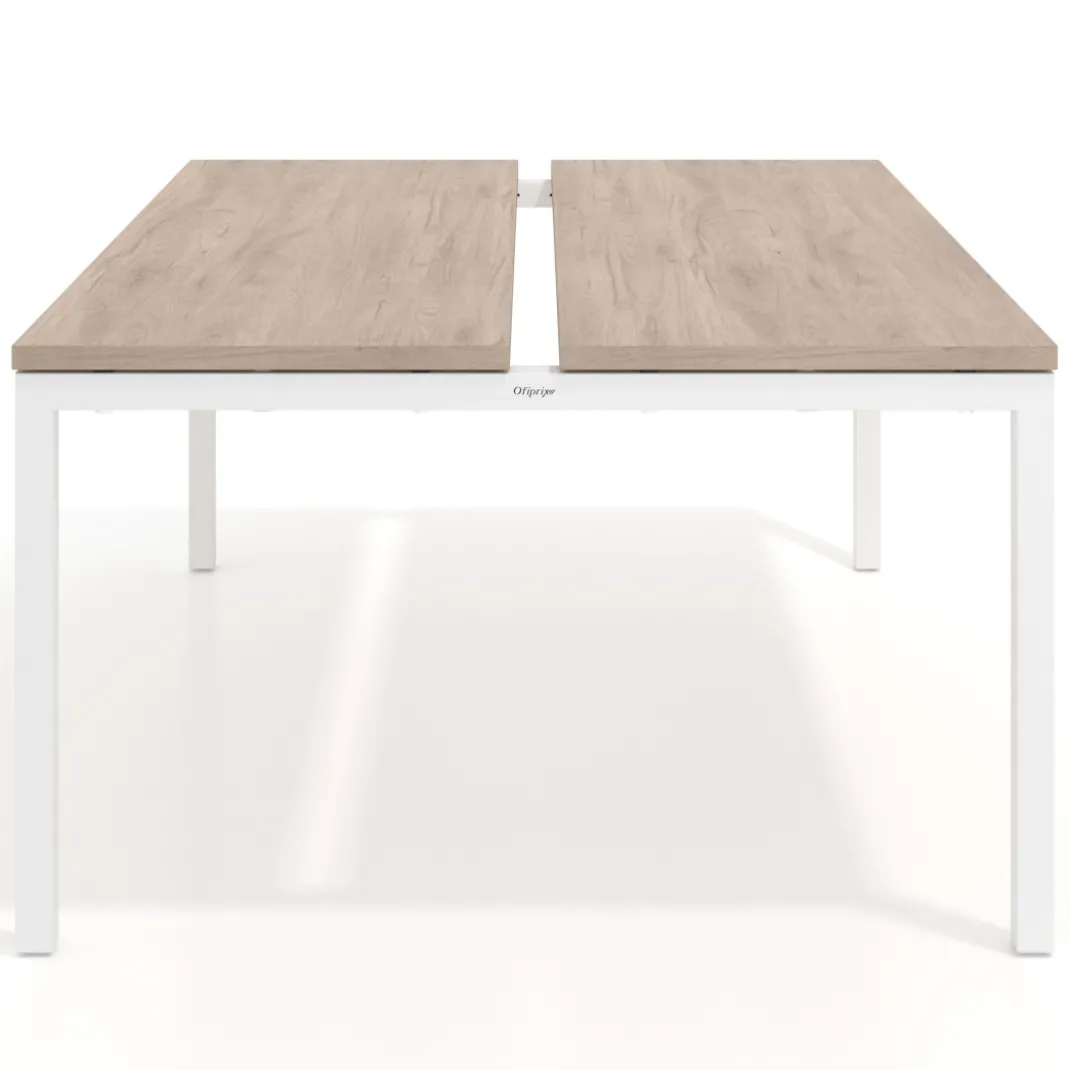 Mesa oficina multipuesto bench Kube fondo 126 cm estructura blanca