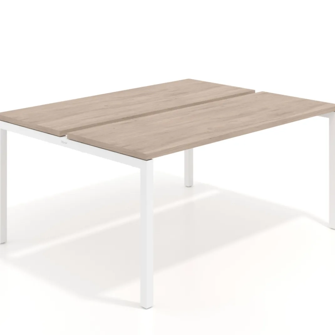 Mesa oficina multipuesto bench Kube fondo 126 cm estructura blanca