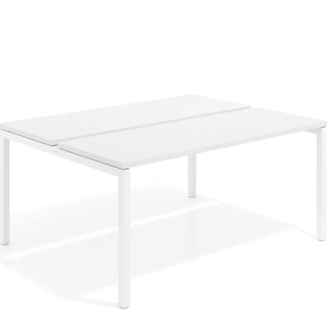 Mesa oficina multipuesto bench Kube fondo 126 cm estructura blanca