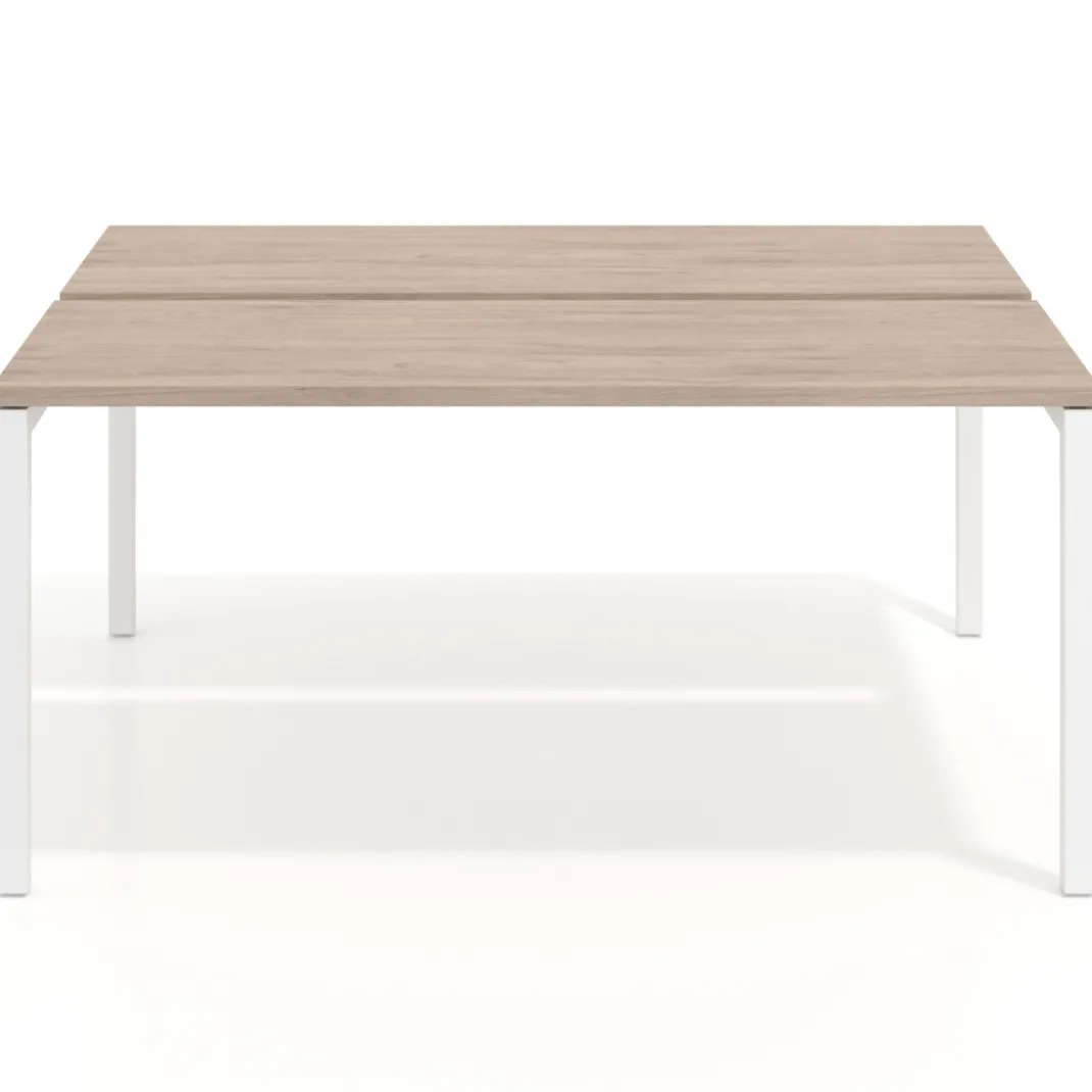 Mesa oficina multipuesto bench Kube fondo 126 cm estructura blanca