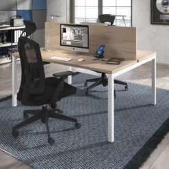 Mesa oficina multipuesto bench Kube fondo 126 cm estructura blanca