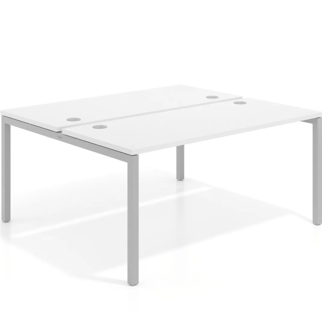 Mesa oficina multipuesto bench Kube fondo 142cm estructura aluminio