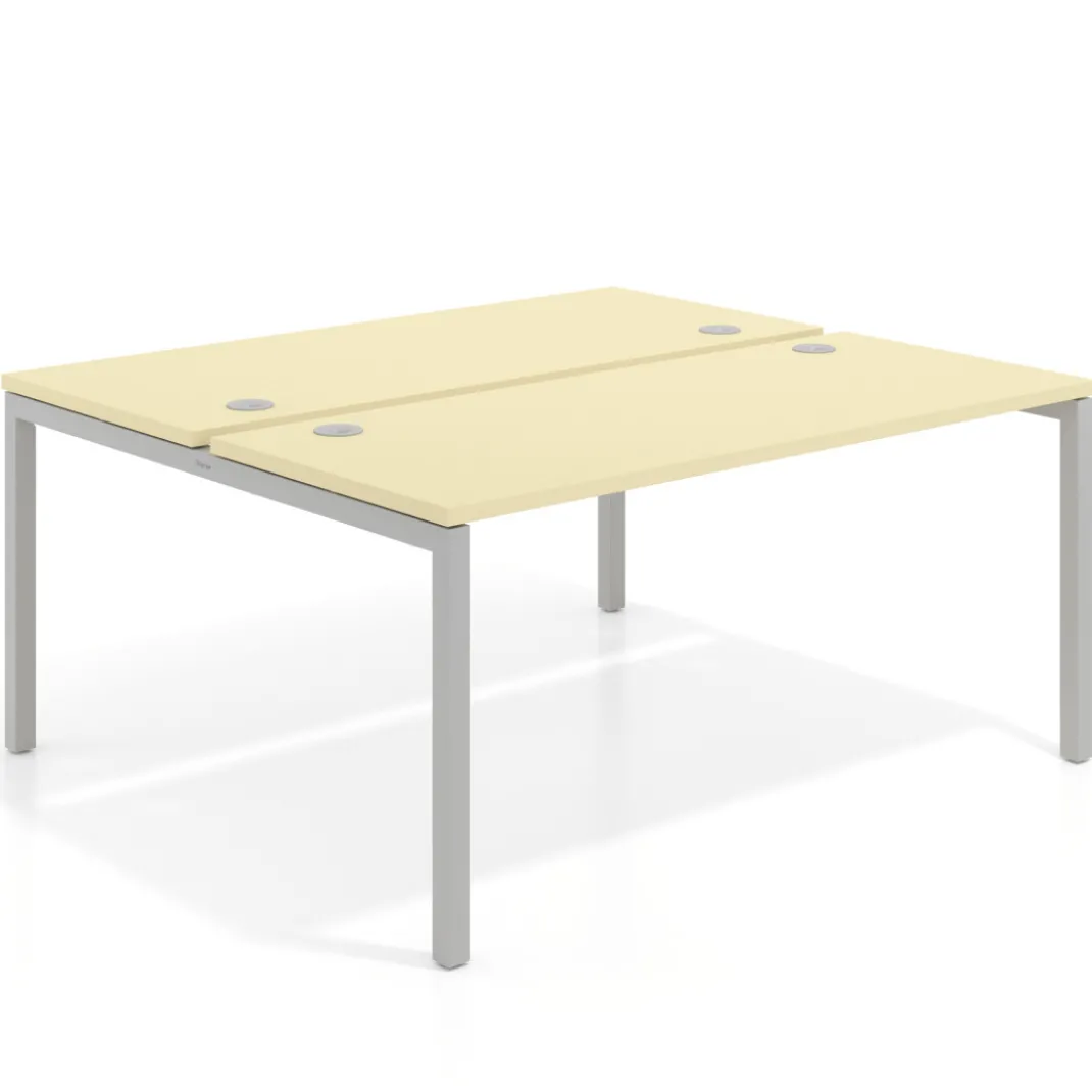 Mesa oficina multipuesto bench Kube fondo 142cm estructura aluminio