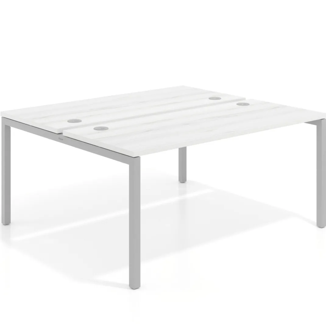 Mesa oficina multipuesto bench Kube fondo 142cm estructura aluminio