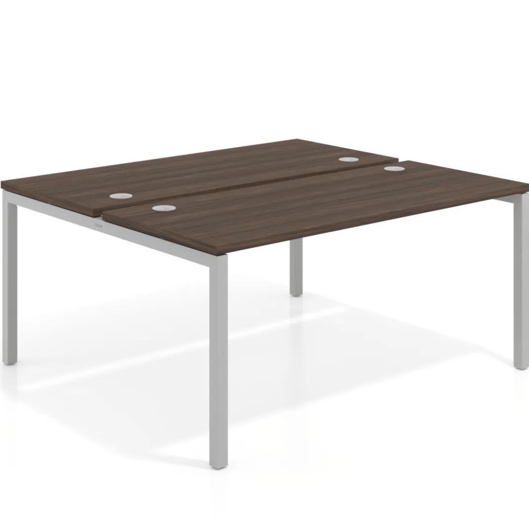 Mesa oficina multipuesto bench Kube fondo 142cm estructura aluminio