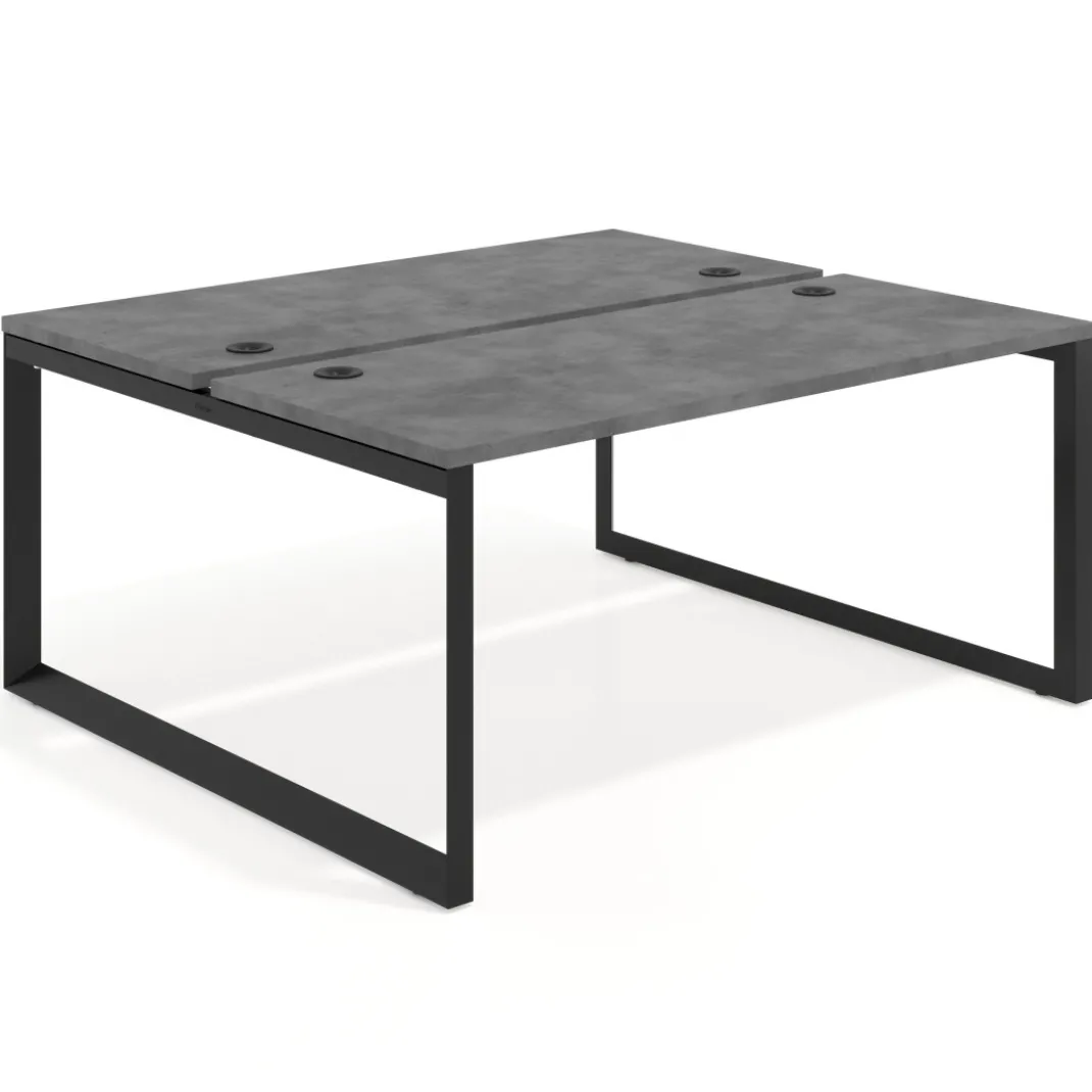Mesa oficina multipuesto bench Delta fondo 142cm estructura negra