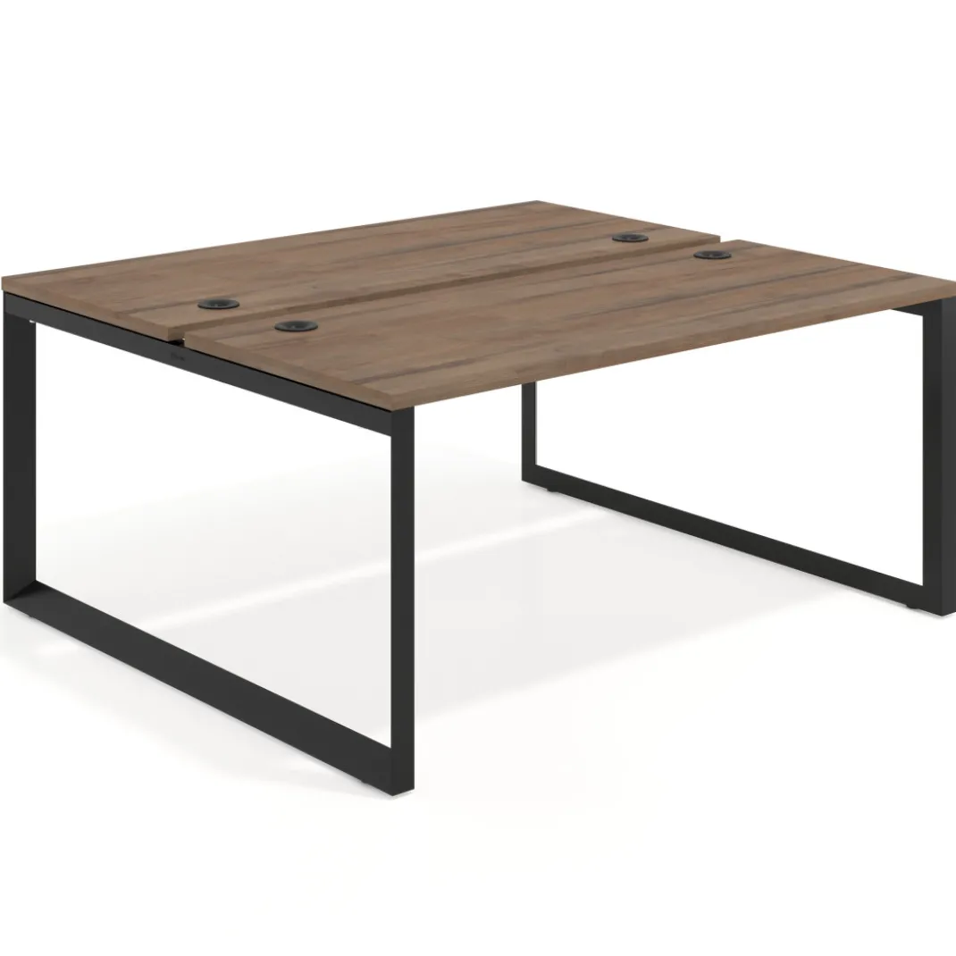 Mesa oficina multipuesto bench Delta fondo 142cm estructura negra
