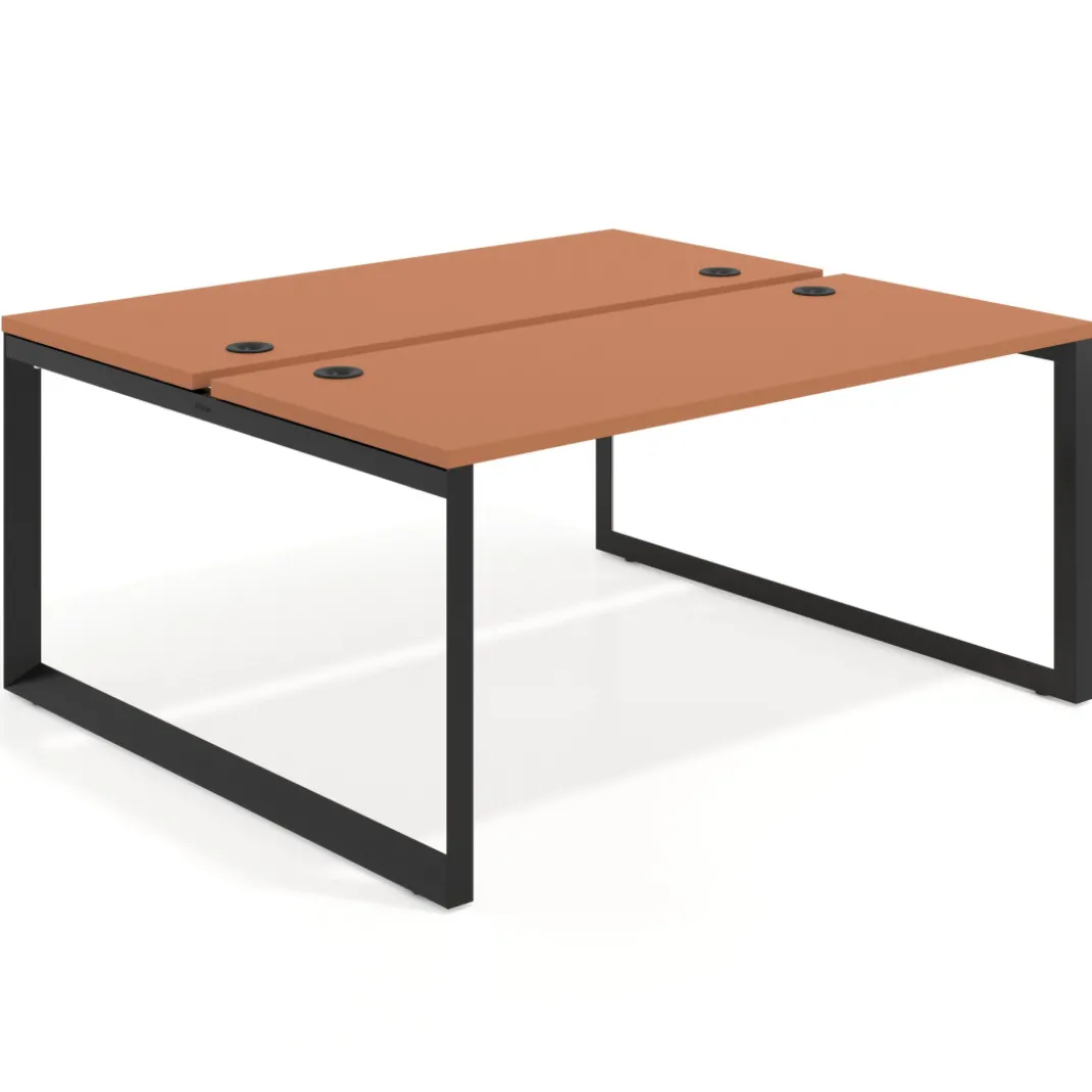 Mesa oficina multipuesto bench Delta fondo 142cm estructura negra