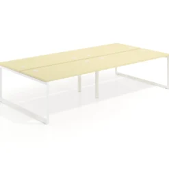 Mesa oficina multipuesto bench Delta doble, fondo 166cm estructura blanca