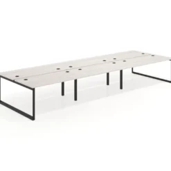 Mesa oficina multipuesto bench Delta triple, fondo 166cm estructura negra