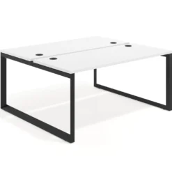 Mesa oficina multipuesto bench Delta fondo 142cm estructura negra