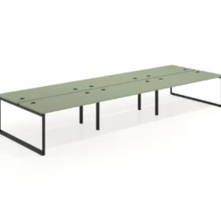 Mesa oficina multipuesto bench Delta triple, fondo 166cm estructura negra