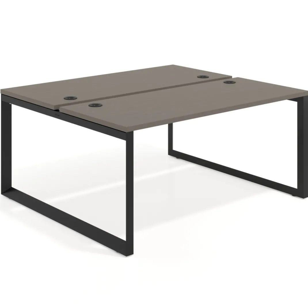 Mesa oficina multipuesto bench Delta fondo 142cm estructura negra