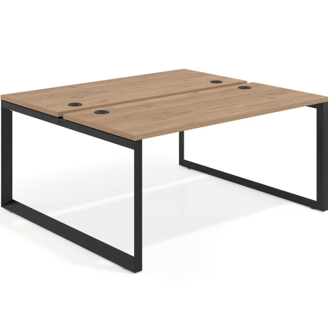 Mesa oficina multipuesto bench Delta fondo 142cm estructura negra