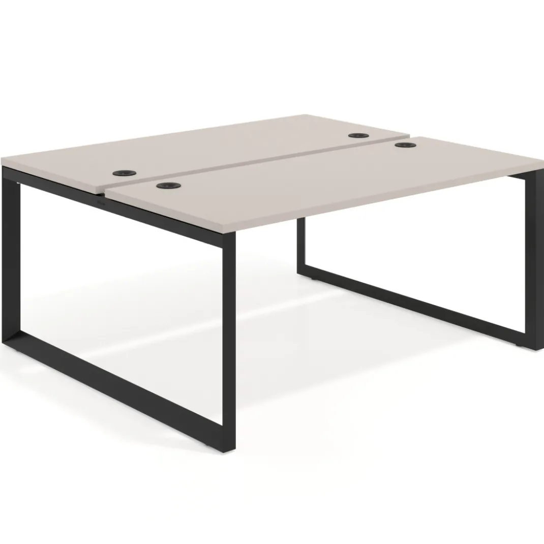 Mesa oficina multipuesto bench Delta fondo 142cm estructura negra