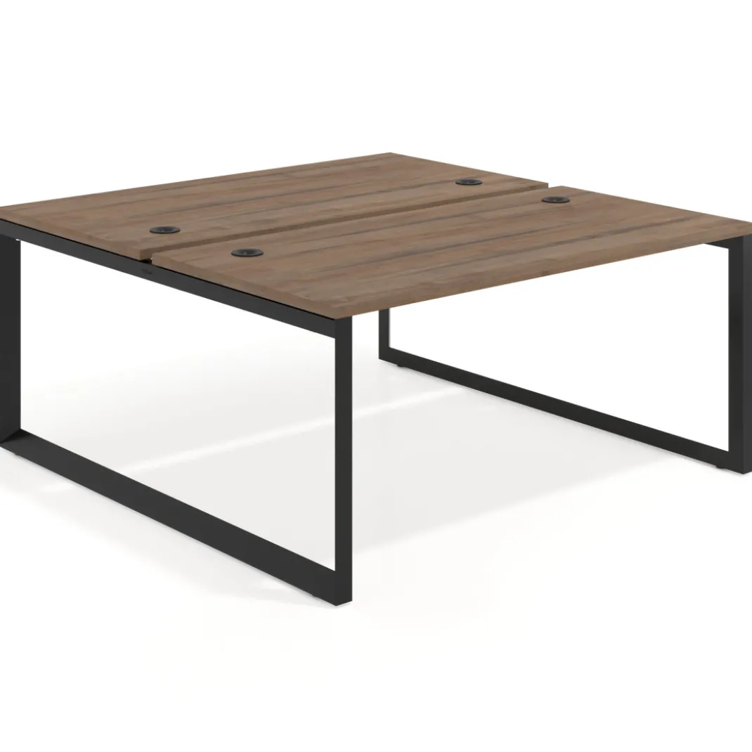 Mesa oficina multipuesto bench Delta fondo 166cm estructura negra