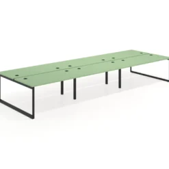 Mesa oficina multipuesto bench Delta triple, fondo 166cm estructura negra