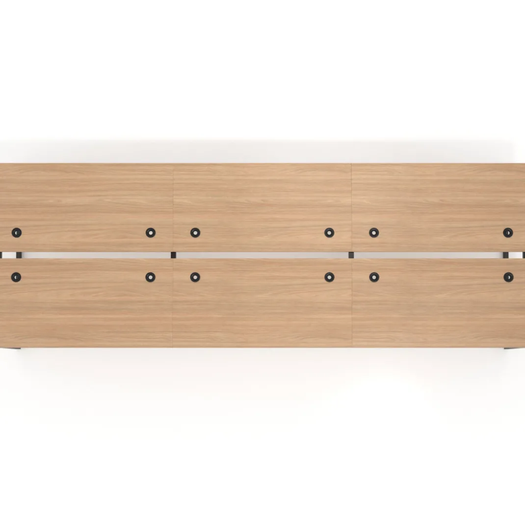 Mesa oficina multipuesto bench Delta triple, fondo 166cm estructura negra