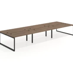 Mesa oficina multipuesto bench Delta triple, fondo 166cm estructura negra