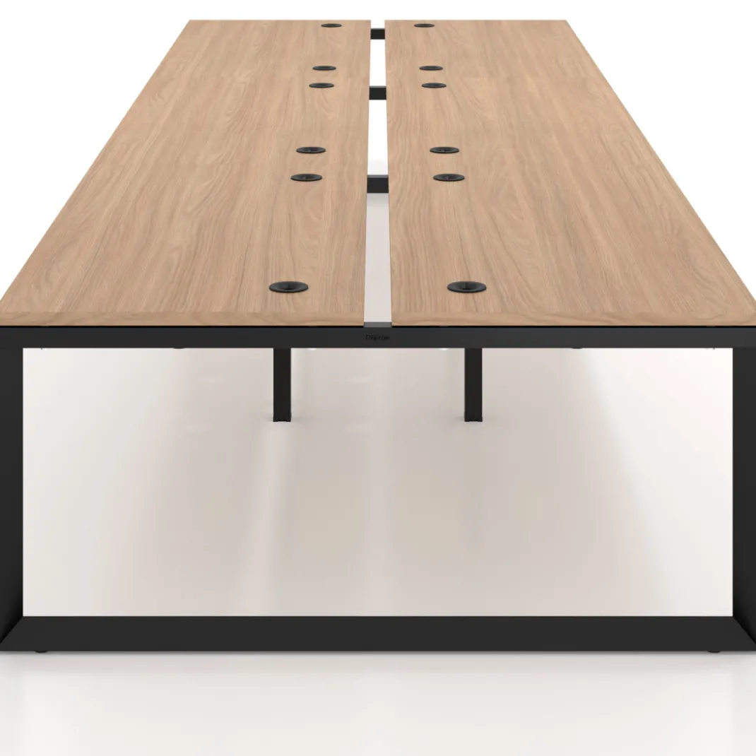 Mesa oficina multipuesto bench Delta triple, fondo 166cm estructura negra