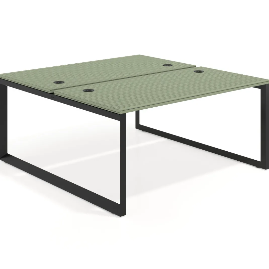 Mesa oficina multipuesto bench Delta fondo 166cm estructura negra